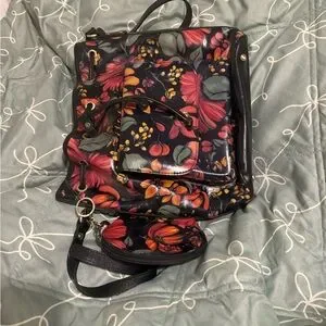 Patricia Nash Black Floral Backpack Patricia Nash Seluci Heritage Collection Black Leather  main image 2